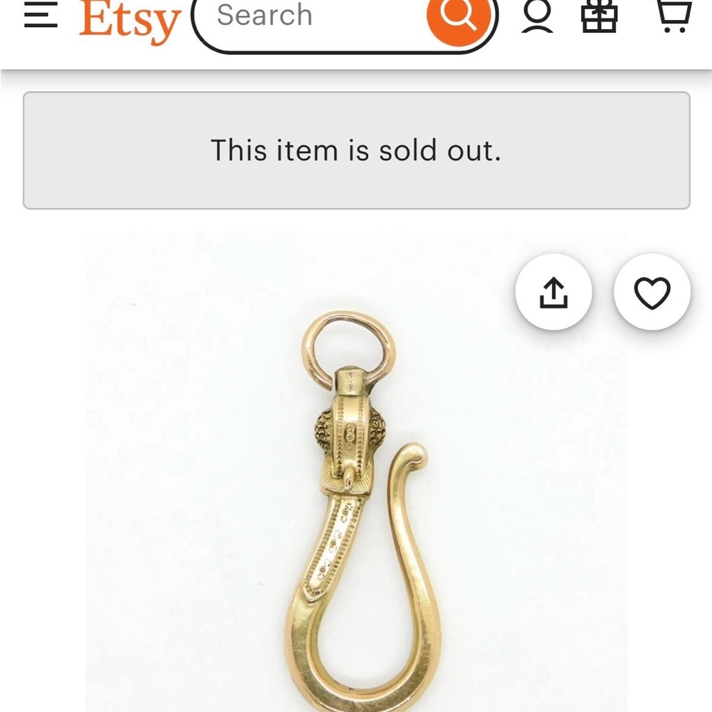 Vintage Rare Gold Hook Pendant - Picture 4 of 5